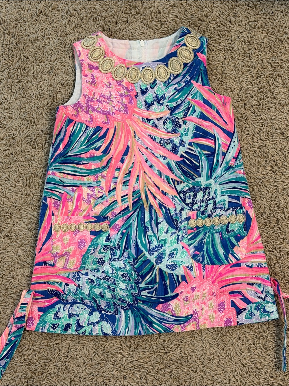 EUC Lilly Pulitzer Girls Sleeveless Tropical Print Shift Dress Sz 3